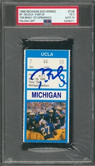Tom Brady Signed 1996 Michigan Wolverines Ticket From Bradys College Debut Game (PSA & Tristar)